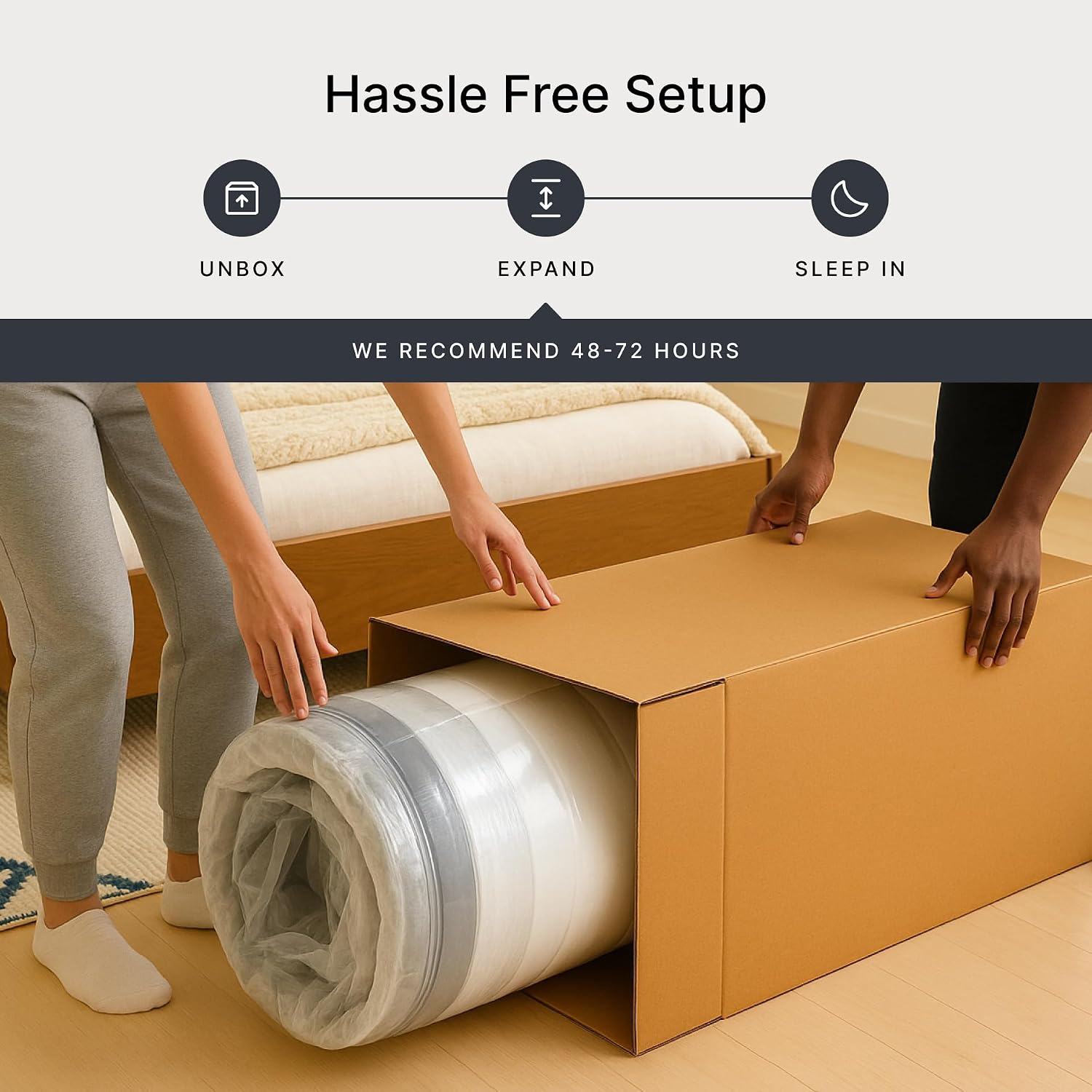 Signature Design by Ashley Chime Memory Foam 12' King Mattress with Thick Memory and Support Foam for Pressure Relief, Fiberglass Free, Mattress In A Box