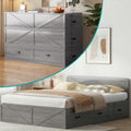 BALUS Murphy Cabinet Bed with Memory Foam Mattress Included, Full Size Cube Cabinet Bed with 2 Storage Drawers, 3-in-1 Convertible Sofa Furniture Sets for Guest Room Apartment Living Room, Grey