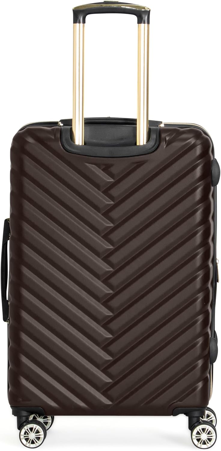 Kenneth Cole REACTION Madison Square Lightweight Hardside Chevron Expandable Spinner Luggage, Chocolate Brown, 24-Inch Checked