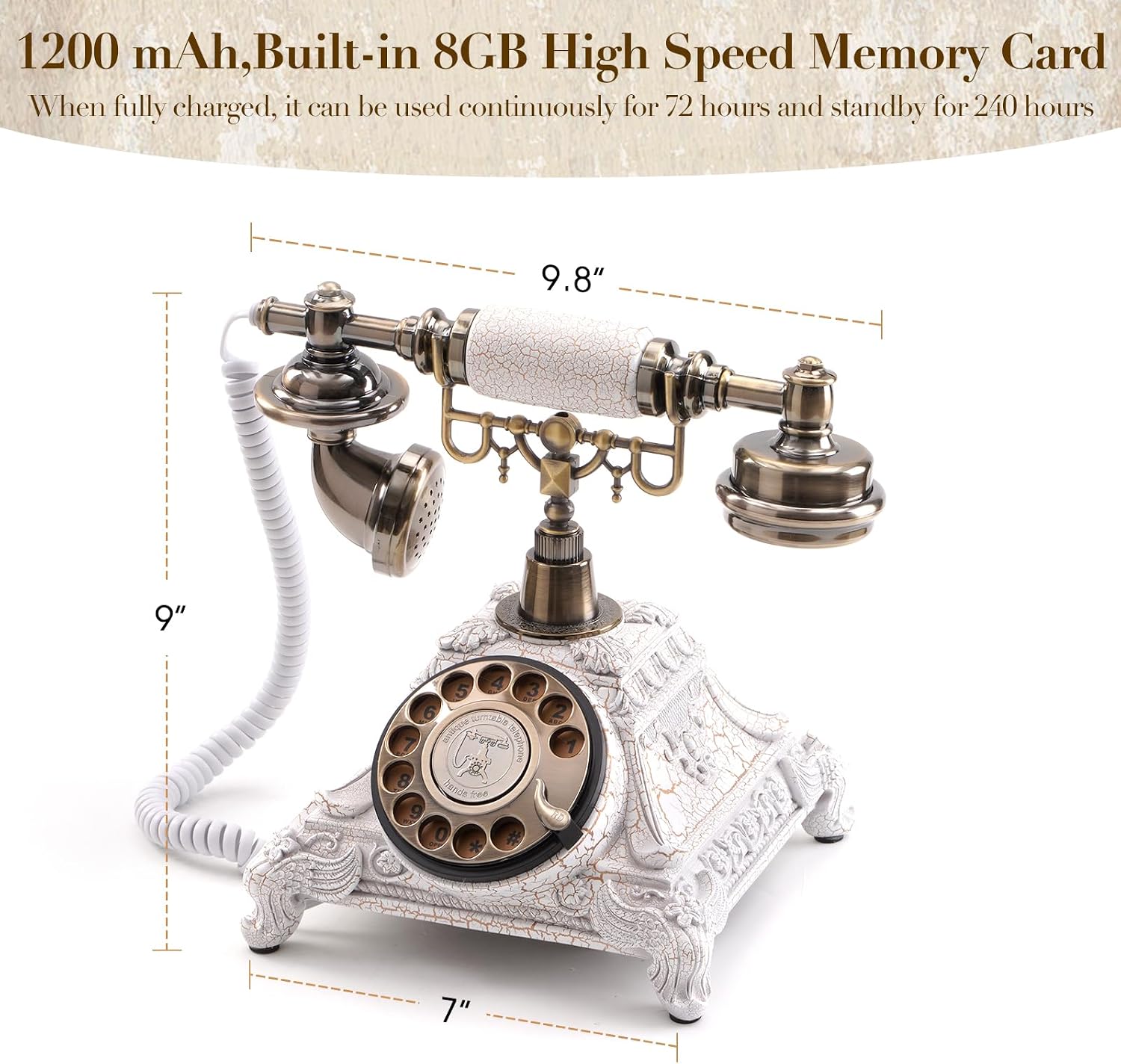 Audio Guest Book Wedding Phone - Unique Voicemail Recorder for Weddings, Parties, Graduations - European Vintage Style, Crystal-Clear Sound, White Rotary Design, Voice Message Guestbook