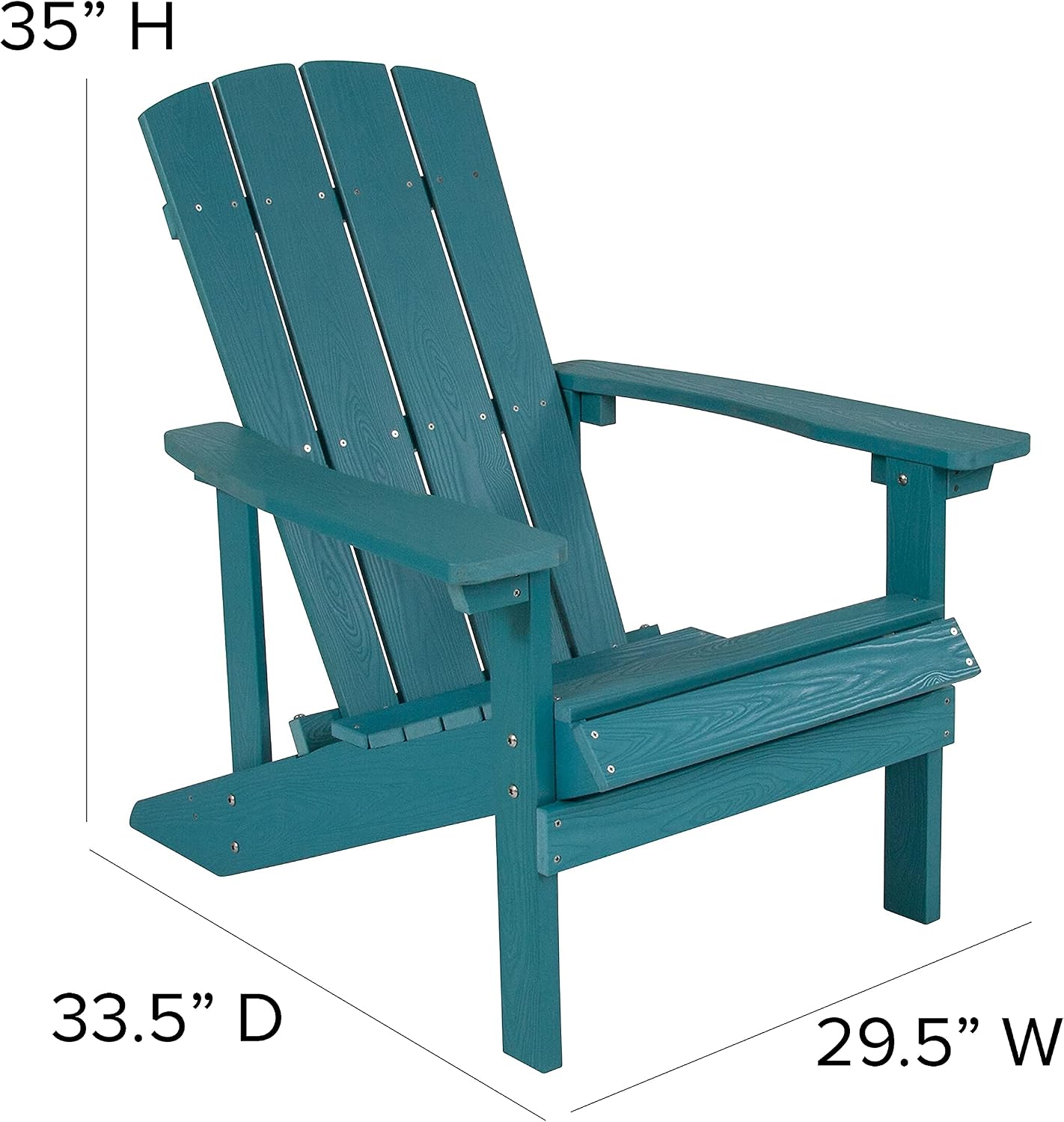 Flash Furniture Charlestown Commercial Grade Indoor/Outdoor Adirondack Chair, Weather Resistant Durable Poly Resin Deck and Patio Seating, Sea Foam