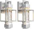 PARTPHONER Modern Outdoor Light Fixtures Dusk to Dawn Outdoor Lighting 2 Pack, 15' Exterior Wall Sconce Waterproof Outside Porch Light for House with Water Glass for Garage Doorway Silver