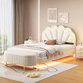 2-Pieces Bedroom Sets,Full Size Upholstered Led Platform Bed with Storage Ottoman,Easy to Assemble,No Box Spring Needed (Beige-4)