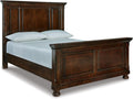 Signature Design by Ashley Porter Traditional Queen Panel Bed, Hand-Finished, Foundation or Box Spring Needed, Wood, 67.81' W x 88.25' D x 60.25' H, Dark Brown