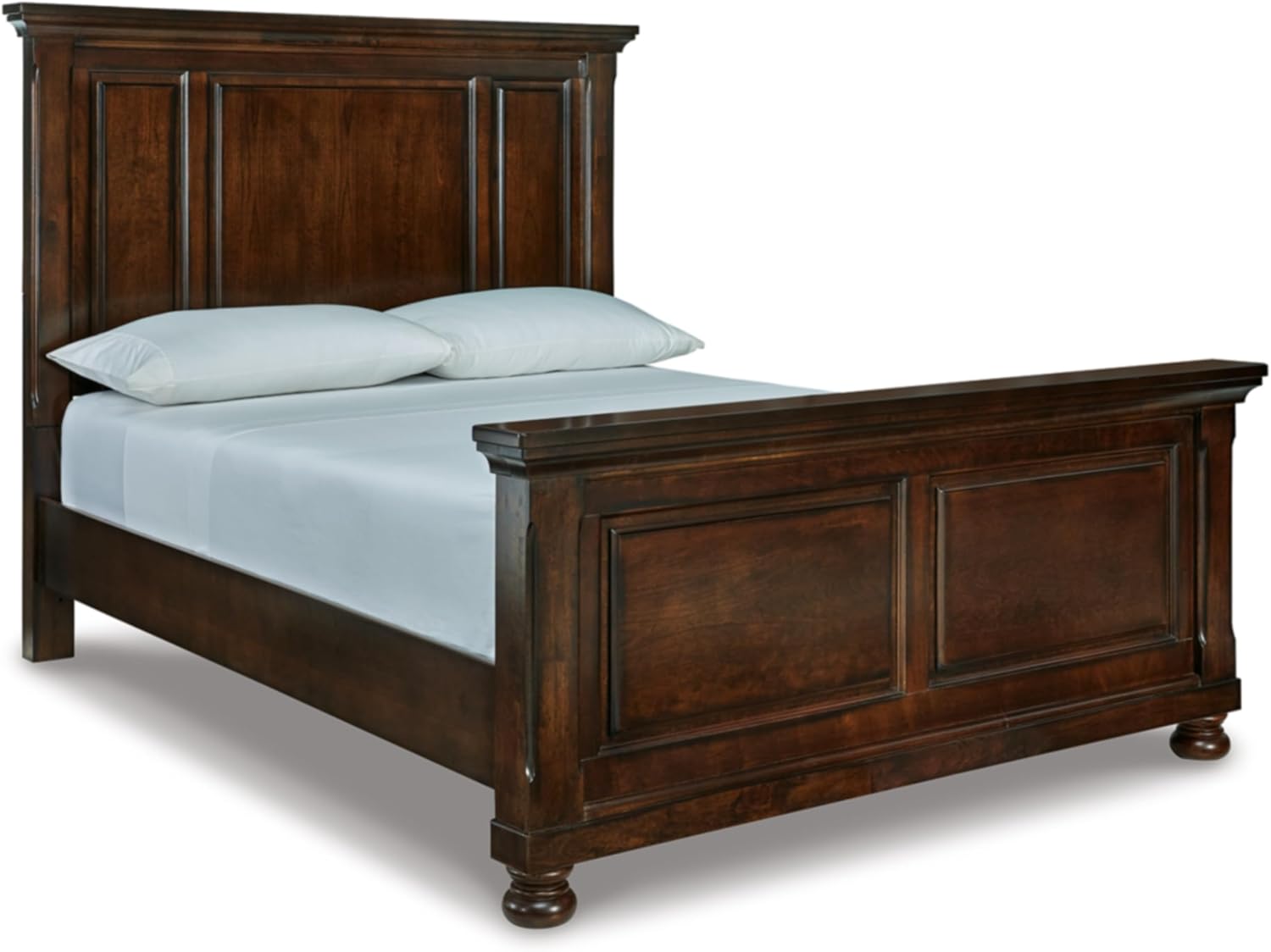 Signature Design by Ashley Porter Traditional Queen Panel Bed, Hand-Finished, Foundation or Box Spring Needed, Wood, 67.81' W x 88.25' D x 60.25' H, Dark Brown