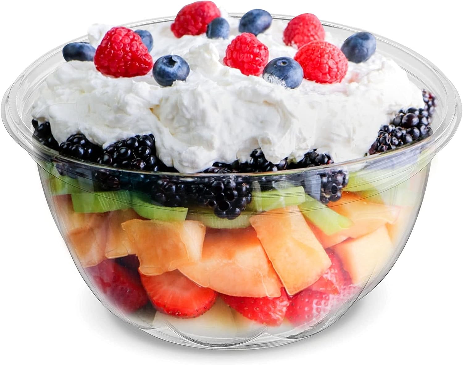 MT Products Plastic Acai Fruit Bowl 16 oz. - Disposable Salad Bowl with Lids (Pack of 300) - Made in the USA