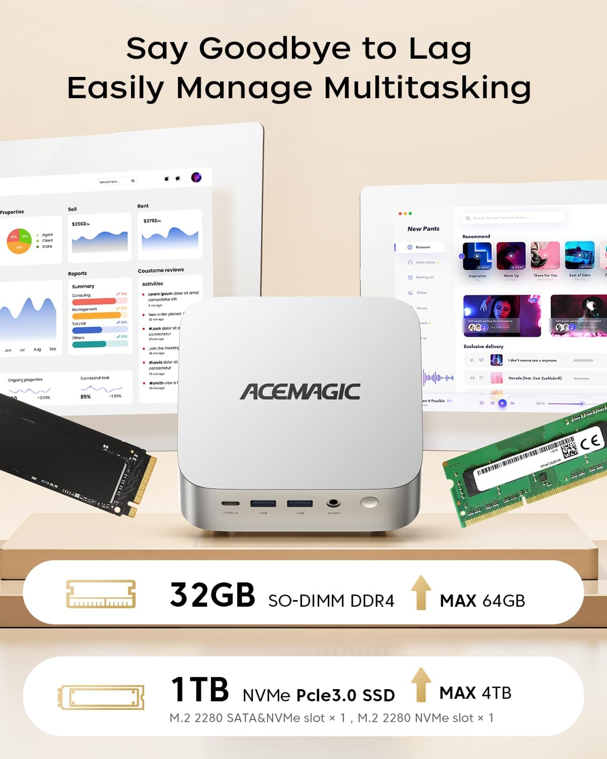 ACEMAGIC K1 Mini PC Intel i5-12600H 32GB DDR4 1TB PCle SSD Mini Computers(Beat 6800H, 12C/16T up to 4.5GHz), Windows 11 Pro Iris Xe 4K Triple Display Desktop Computer 3.2Type-C/GbE/BT5.2/WiFi6