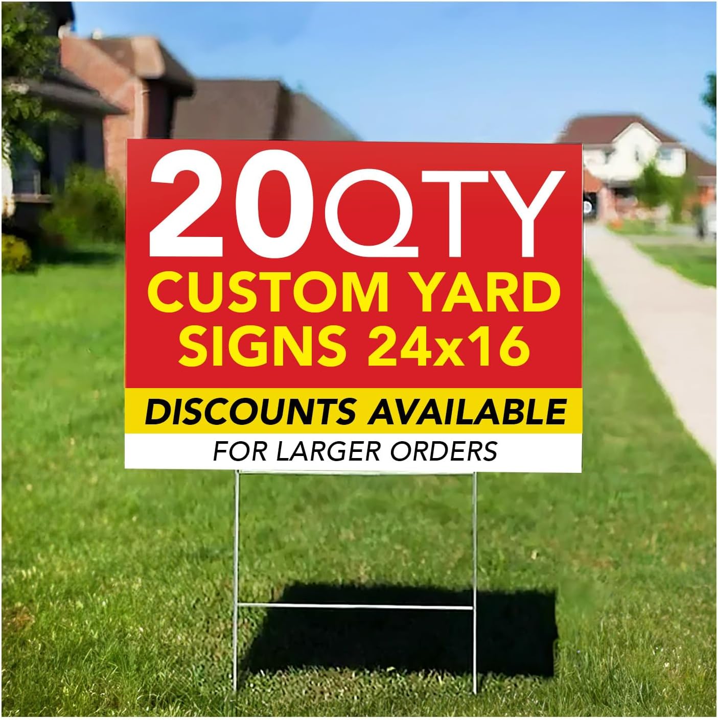 SPEEDYORDERS 20QTY Custom Yard Signs With Stakes, Custom Yard Signs Double Sided, Personalized Printed Yard Signs, Full Color Lawn Signs, Design Your Own Outdoor Yard Signs, Size 16x24