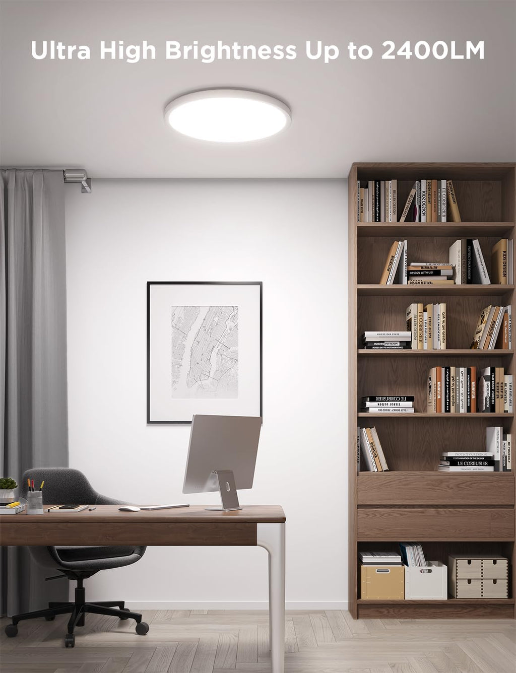 Govee Smart Ceiling Light, RGBIC LED Ceiling Light Fixture, 2400LM Flush Mount Light Fixture, DIY Colors, Works with Alexa, 2700K-6500K Lights for Bedroom, Living Room,12 Inch, (White 2 Packs)