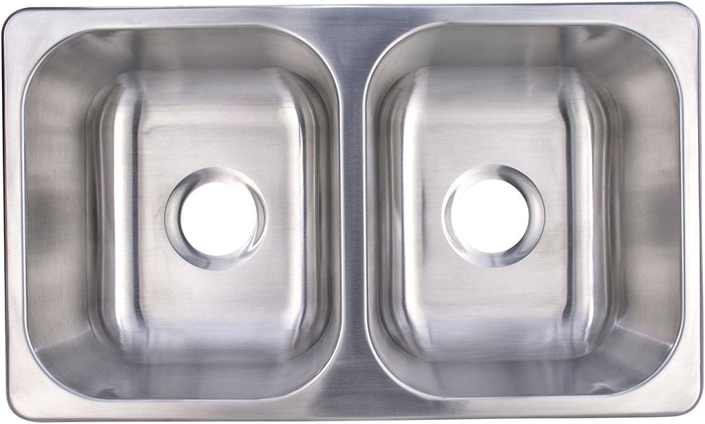 RecPro RV Double Bowl Kitchen Sink | 27' x 16 x 7' | Stainless Steel