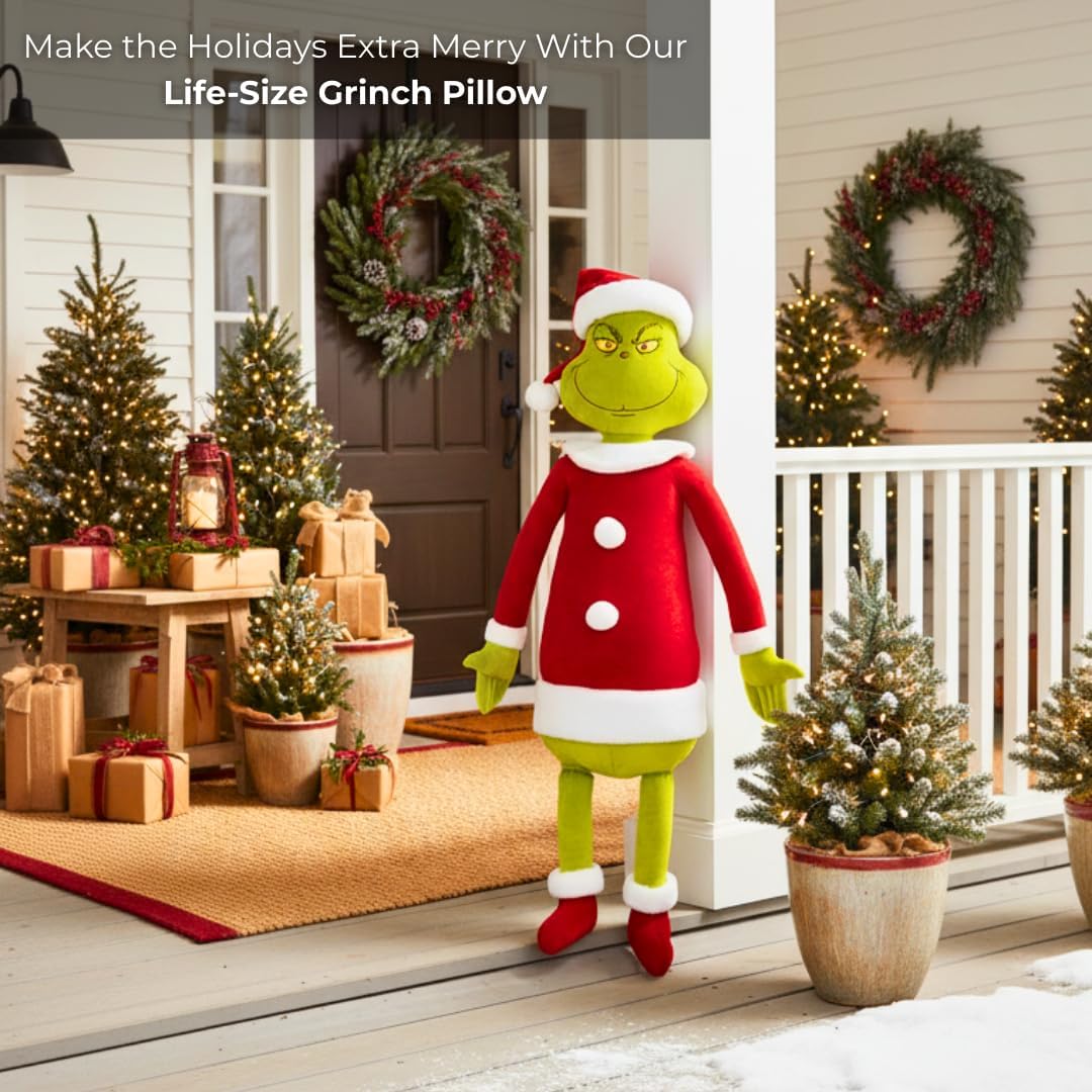 Franco Dr. Seuss The Grinch Holiday & Christmas Bedding Super Soft Life Size Plush 60 Inch Large Oversized Cuddle Pillow Buddy,(Officially Licensed Product) Collectibles
