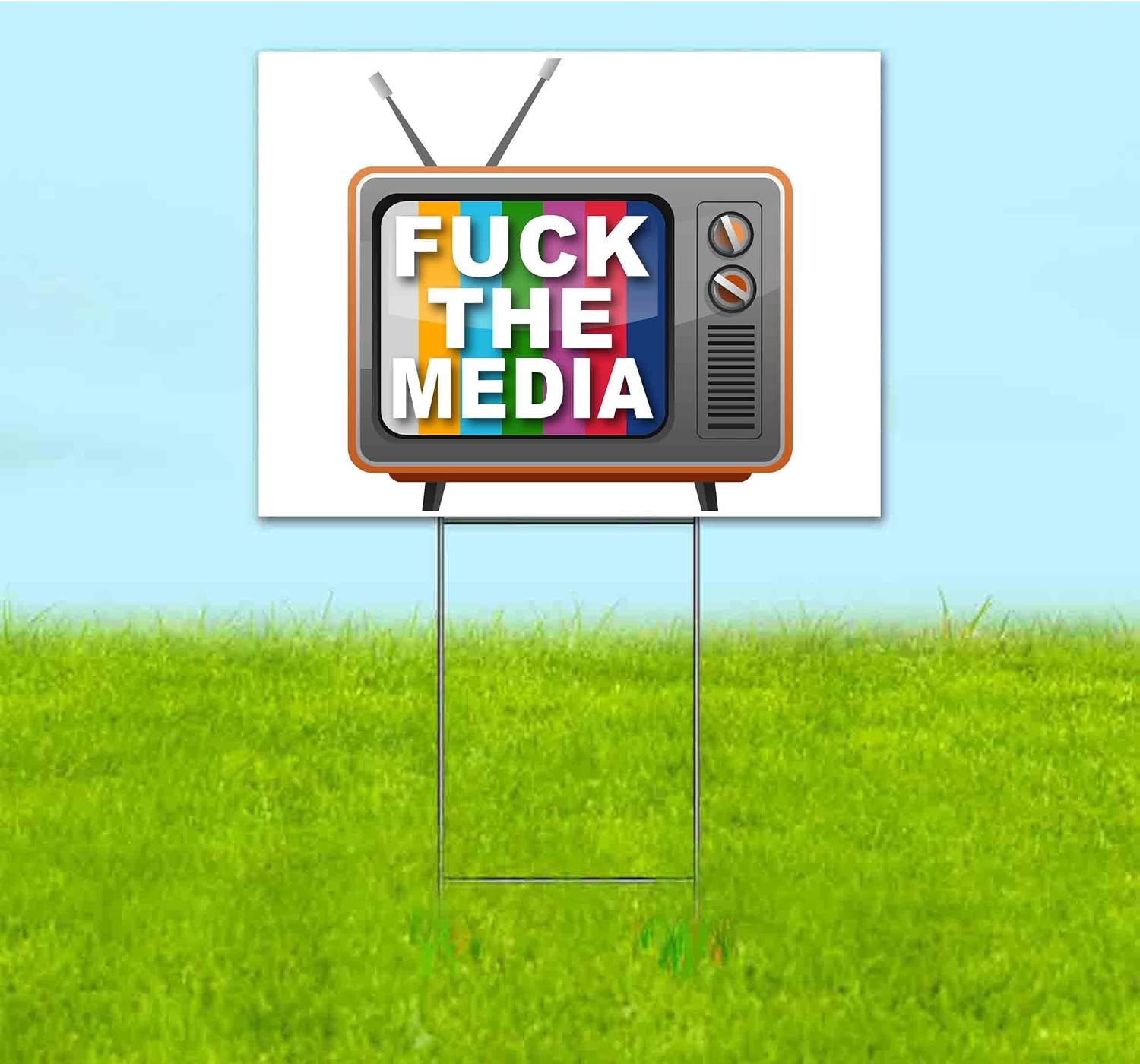 F The Media (18' x 24') Yard Sign, Quantity Discounts, Multi-Packs, Includes Metal Step Stake, Bandit, Lawn Sign, Advertising, USA | Political, Politics, Television, Technology, Anti-Media