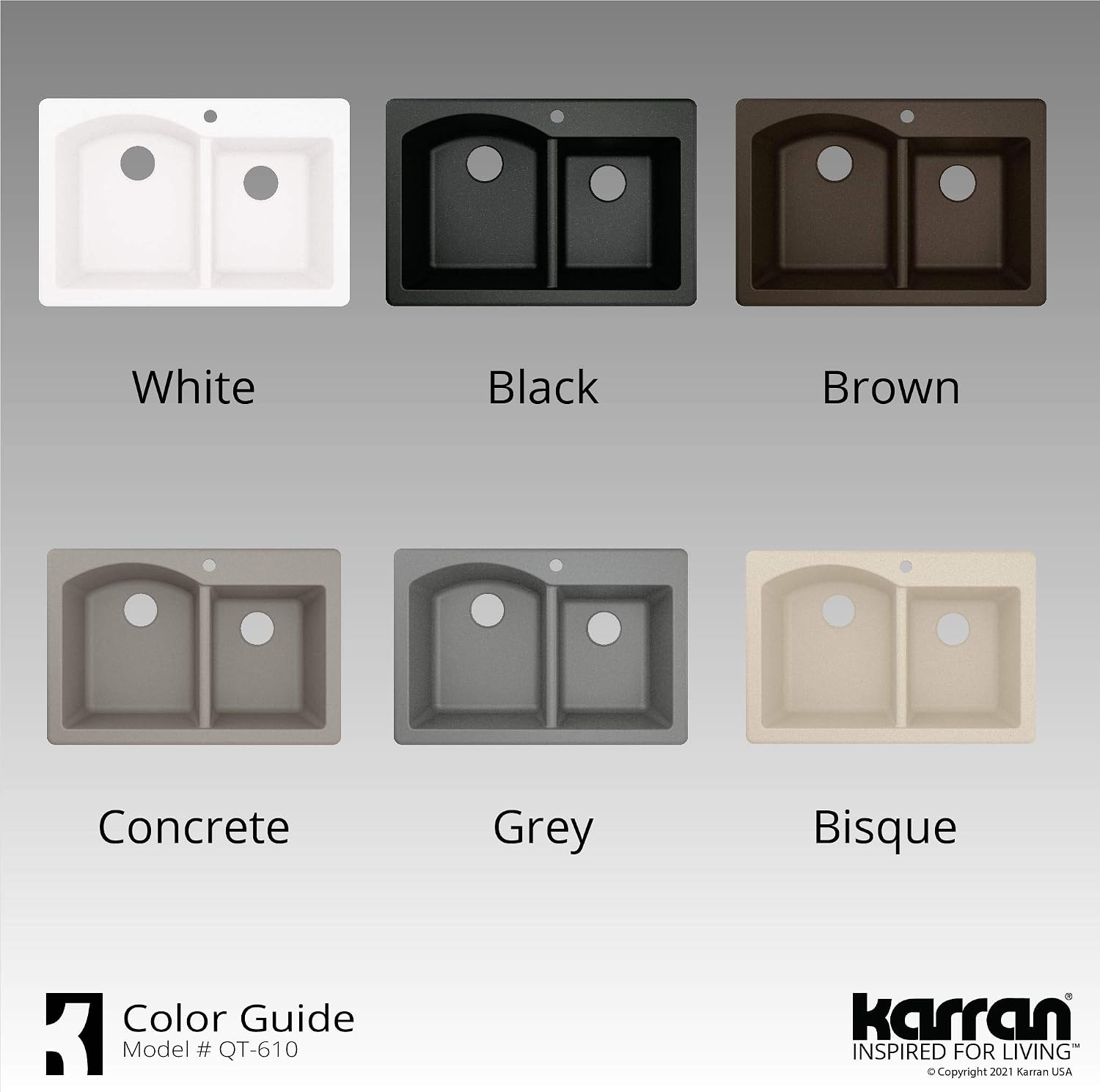 Karran 33' Drop-In/Top Mount Quartz Composite 1-Hole 60/40 Double Bowl Kitchen Sink in Brown