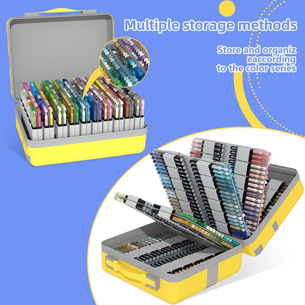 360 Colors Acrylic Paint Markers, Soft Brush Tip Pens, Water-Based No-Bleed Premium Acrylic Paint Pens for DIY Art & Crafts - Fabric, Wood, Metal, Rock, Glass (Suitcase Style)