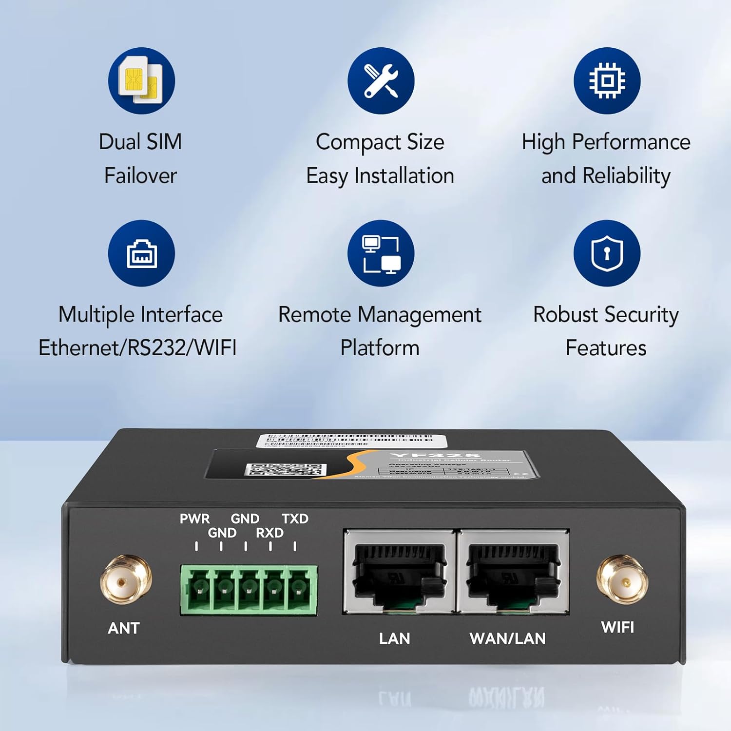 4G VPN Router, Industrial 4G LTE WiFi Router 3G/4G Yeacomm YF325 Wireless Modem Unlocked with Dual Sim Card Slot,B2/4/5/12/13/17/66/71 US Full Frequency Band Supported