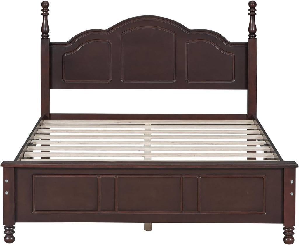Bedroom Set of Furniture, Wooden Platform Bed and Two Bedside Tables, for Family Use(Dark Walnut(Full))