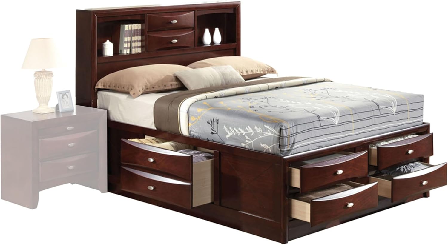 Acme Ireland Full Wood Platform Bed with Storage Drawers in Espresso