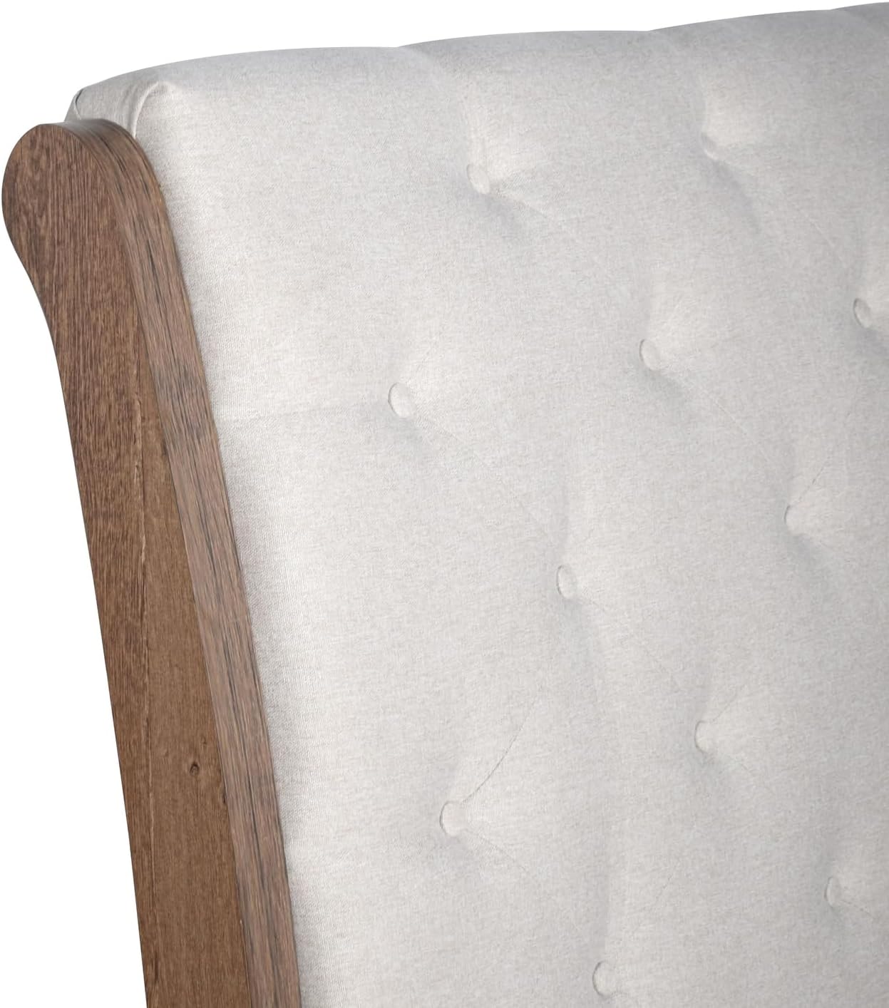 HomeStock Wood Bed Frame with Upholstered Headboard - Pecan Finish - Modern Rustic Bedroom Furniture California King