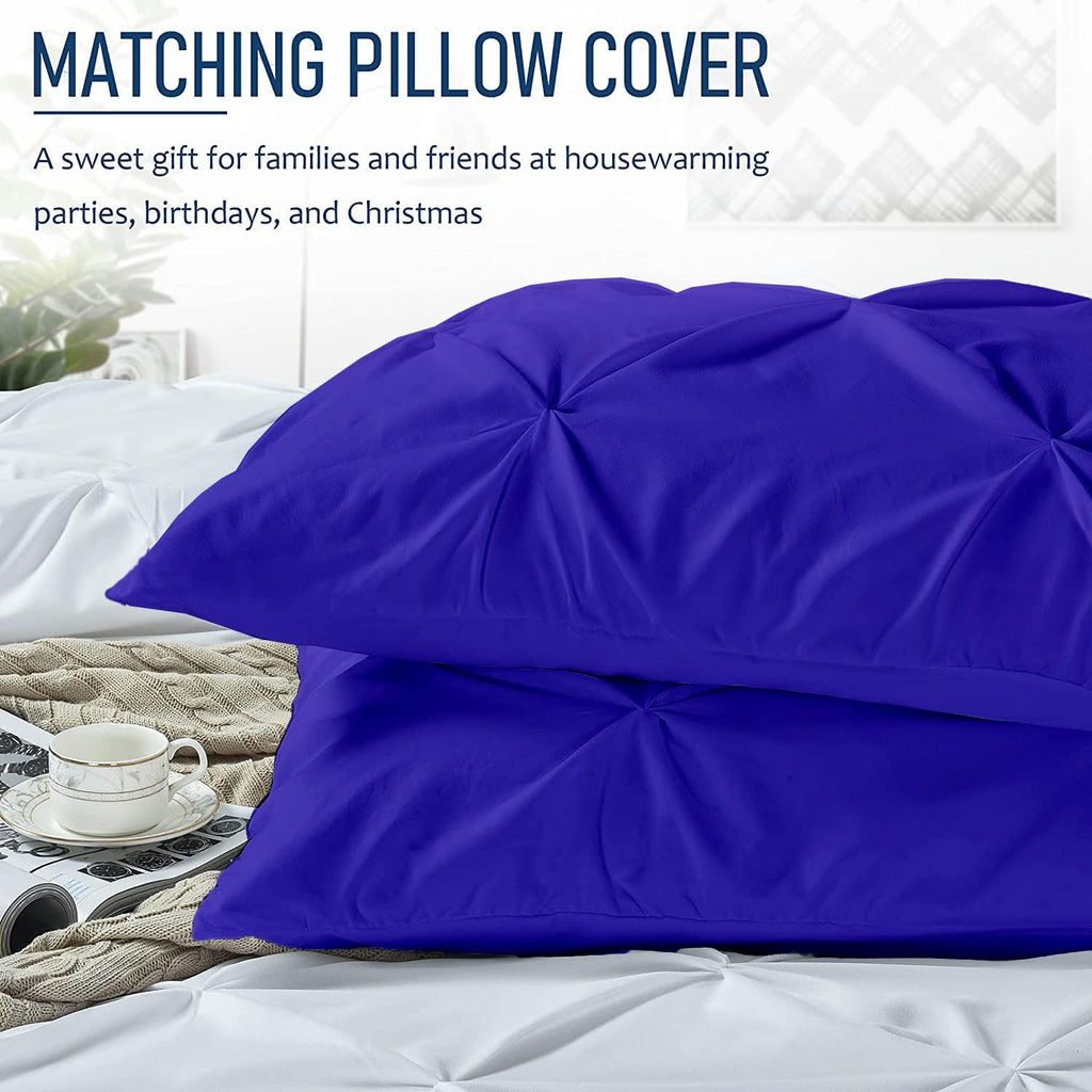 Crown Collection 1000-TC Ultra Soft Design 100% Egyptian Cotton Pinch Plated Duvet Cover with Zipper Colser & 2pcs Pillow Case Set (Oversized King Plus 128 X 120, Royal Blue)