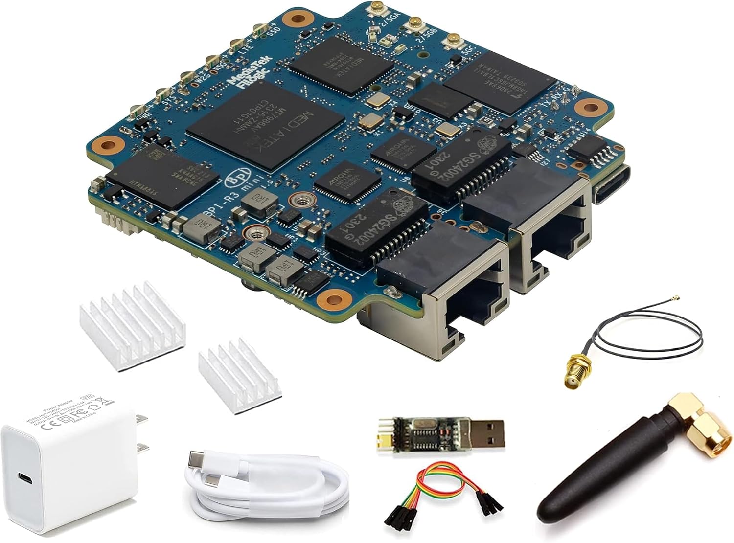 Banana Pi BPI-R3 Mini Wi-Fi 6 Wireless Dual-Band Router Board OpenWRT, 2GB DDR4 RAM 8GB eMMC Flash, MediaTek MT7986 CPU, Support 2X 2.5GbE SFP 4G LTE for Streaming Media AR/VR Game Gateway