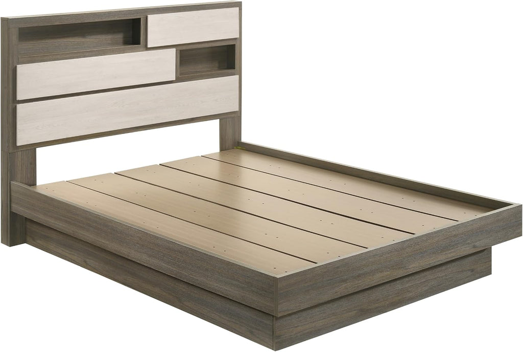 Modern Style 4 Pc Full Bedroom Set Made with Wood in Beige Brown