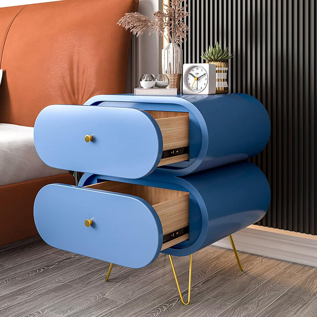 Nightstand Bedside Table Unique Bedside Tables 2 Drawers Wood Nightstand End Table With Stainless Steel Legs Modern Style For Bedroom Storage Furniture 20.8' H Bedroom Furniture Present Full of stars
