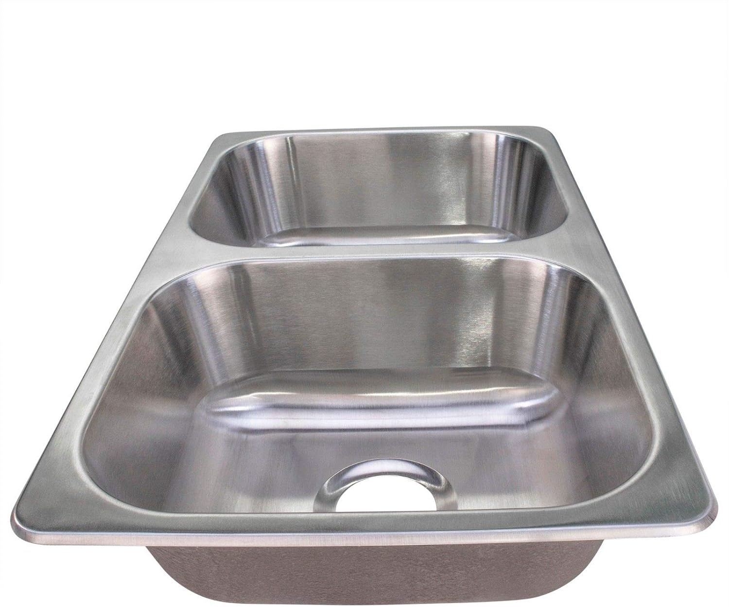 RecPro RV Double Bowl Kitchen Sink | 27' x 16 x 7' | Stainless Steel (With Strainers)