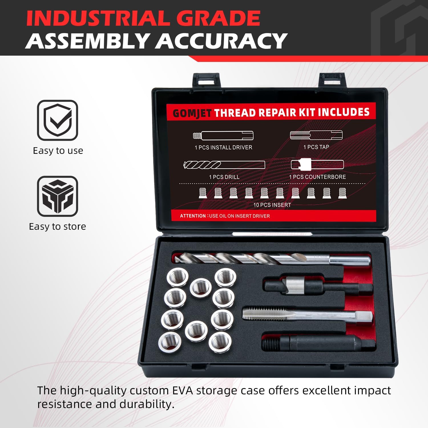 M14X1.5 Metric Thread Repair Kit, with M14X1.5X9.4MM Stainless Steel Insert Qty 10