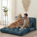 Folding Sofa Bed, Convertible Sleeper Chair with Pillow Foldable Mattress with Back Support, Portable Fold Out Chair Bed Comfy Floor Sofa Lounge for Living Room Bedroom, Blue Full 80x54 Inch