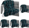 Elegant Comfort Throw Blanket, Reversible Sherpa Flannel, Ultra-Soft, Fuzzy, Cozy and Plush- All Season Lightweight Decorative Throw, 50 x 60 inches, Plaid Design Sherpa Throw, Green (Pack of 5)