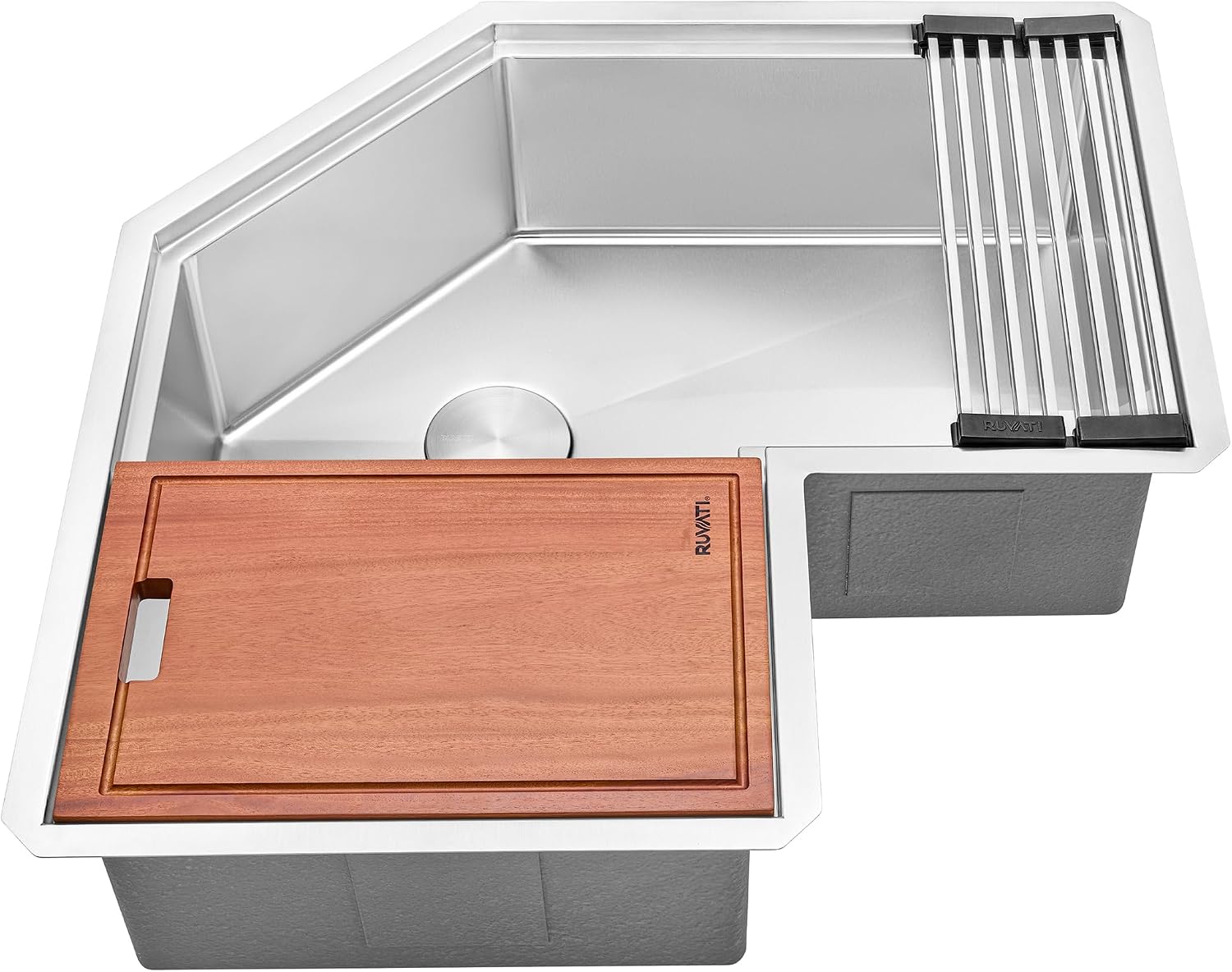 Ruvati Roma Pro Corner Workstation Stainless Steel Undermount Kitchen Sink - RVH8410ST
