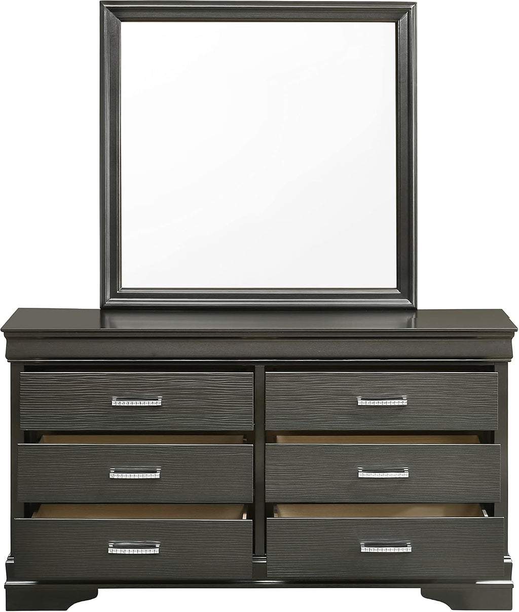 Full 4 Pcs LED Bedroom Set Made with Wood in Gray