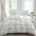 Grey Boho Flower Duvet Cover Set Queen Size 4 Pieces Abstract Bosemia Geometric Graphic Rustic Country Bedding Set with Zipper Closure, 1 Comforter Cover 92x106 Inches 1 Flat Sheet & 2 Pillow Cases