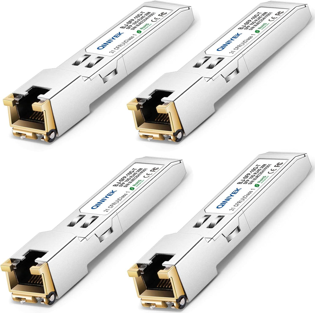 10G SFP+ to RJ45 Transceiver, 10GBase-T Copper SFP+ Module for Cisco SFP-10G-T-S, Ubiquiti UniFi UF-RJ45-10G, MikroTik S+RJ10, Netgear AXM765, Fortinet, Cat.6a/7, up to 30m (Pack of 4)