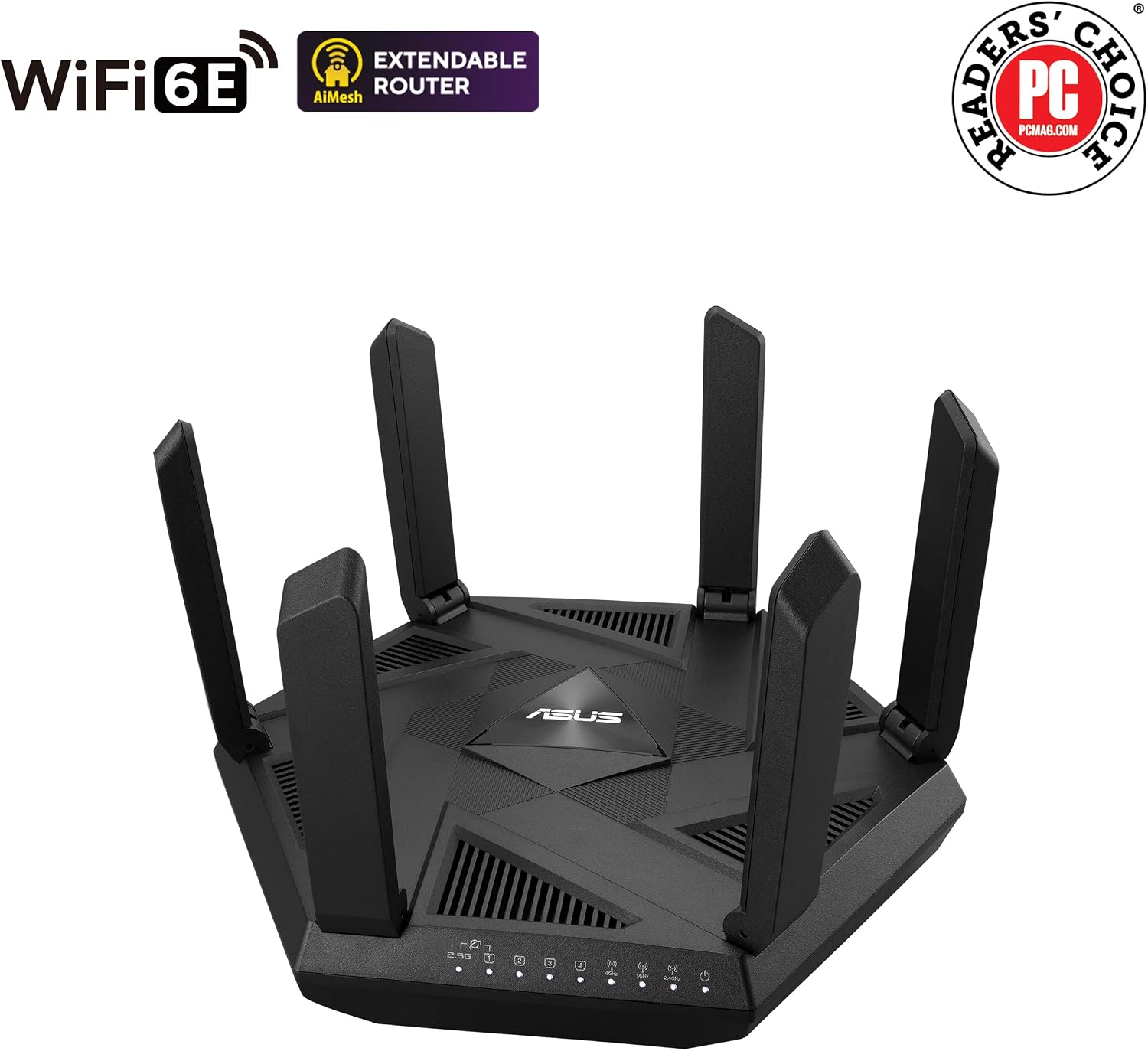 ASUS RT-AXE7800 Tri-band WiFi 6E Extendable Router, 6GHz Band, 2.5G Port (Renewed)