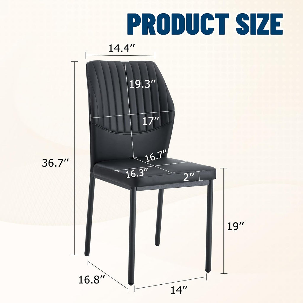 Dining Room Chairs Set of 4,Comfortable,Fashionable Soft Padded Kitchen Chairs High Backrests Metal Legs. Suitable for Living Room and Bedroom (Black Set of 4)