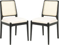 SAFAVIEH Home Collection Reinhardt Black Rattan/White Cushion Dining Chair (Set of 2) - Fully Assembled
