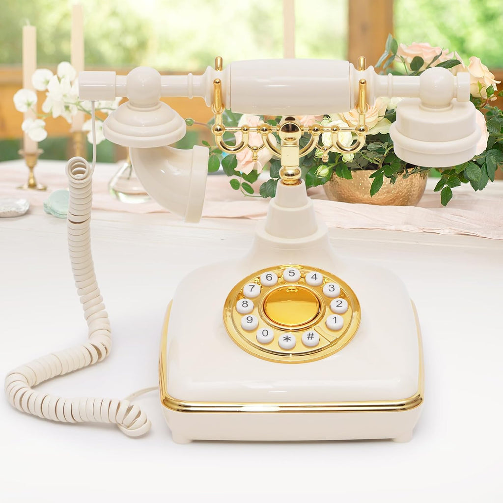 UKBW Audio Guest Book Wedding Phone, Audio Phone Guestbook, Vintage Retro Style Audio Guest Book Phone for Wedding, Birthday Party, Anniversary and Other Special Occasions(Beige)
