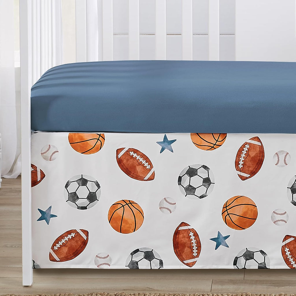 Sweet Jojo Designs Sports Theme Boy Baby Crib Bedding Set Infant Nursery Room BreathableBaby Breathable Mesh Crib Liner Blanket Fitted Sheet 6p Watercolor Vintage Soccer Football Baseball Basketball