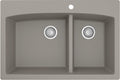 Karran QT-711 Drop-In Quartz Composite 33 in. 1-Hole 60/40 Double Bowl Kitchen Sink in Concrete