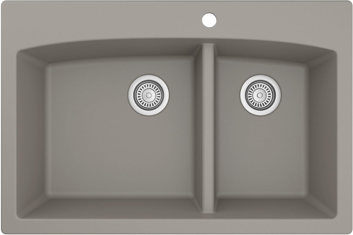 Karran QT-711 Drop-In Quartz Composite 33 in. 1-Hole 60/40 Double Bowl Kitchen Sink in Concrete