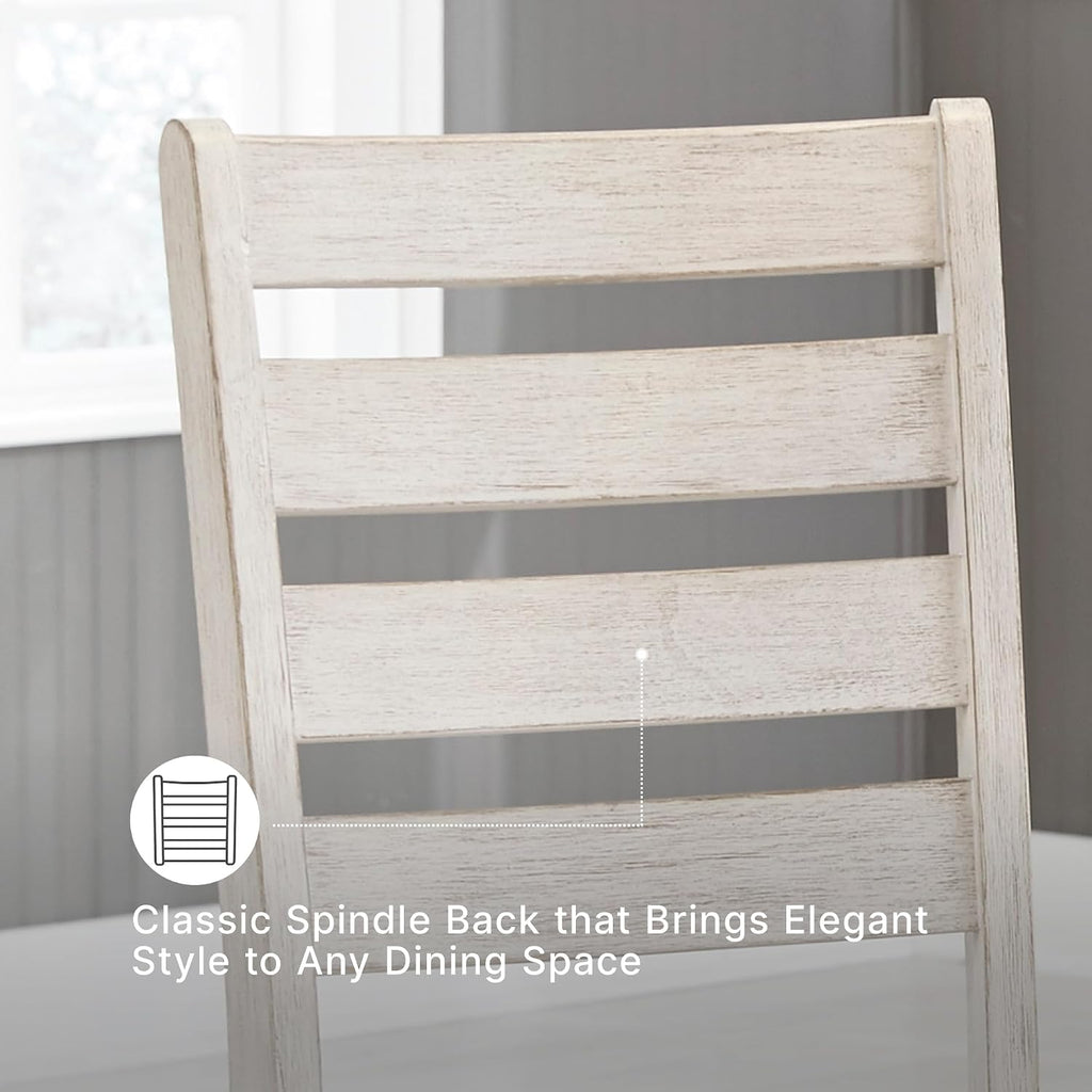 Signature Design by Ashley Skempton Modern Farmhouse Dining Room Chair, 2 Count, Ladderback Design, Wood, 17.75' W x 21.5' D x 38.63' H, White and Light Brown