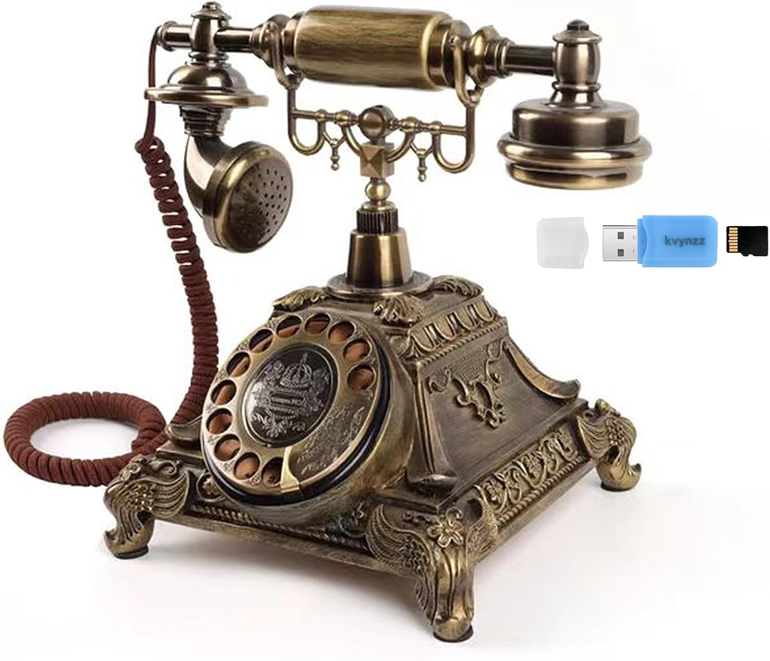 Audio GuestBook Telephone with Classic Retro Craftsmanship for Confessional Wedding Birthday Party Special Events (Bronze)