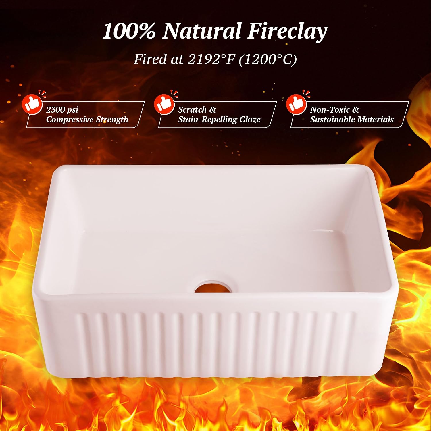 DeerValley Farmhouse Sink 30'x18' 10 inch Deep White Kitchen Sinks Fireclay Single Bowl Apron Front Lavabos de Cocina with Accessories