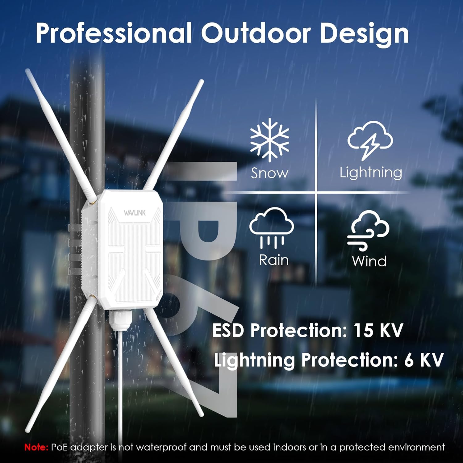 WAVLINK AC1200 Outdoor WiFi Extender, Outdoor Access Point, IP65 Weatherproof High Power Long Range WiFi Extender Signal Booster, 4x7dBi Antennas, Compatible Starlink for Farm, Yard, Garden
