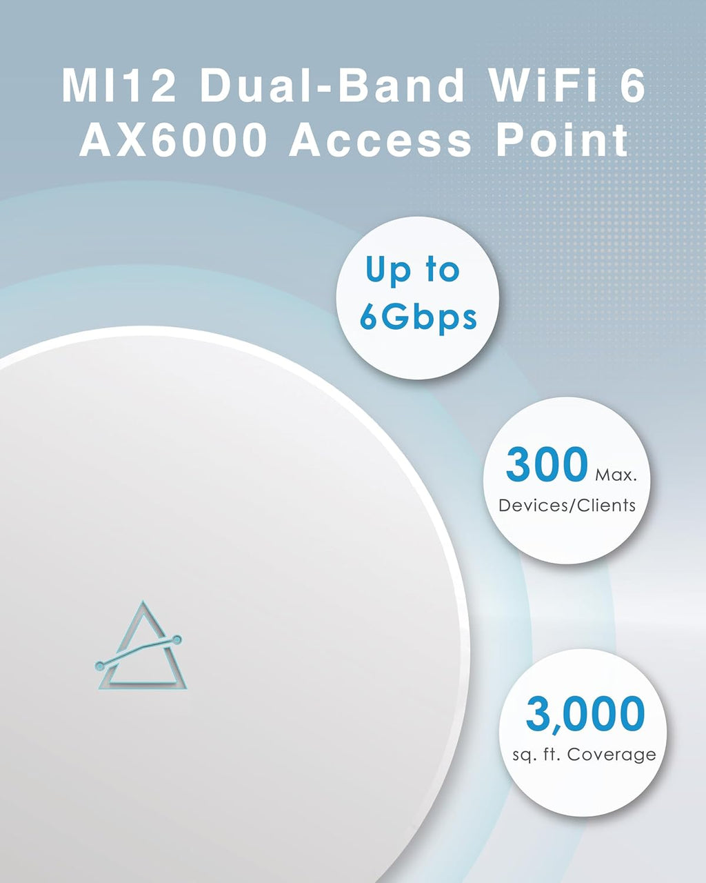 BROWAN WiFi 6 Ceiling Mounted AX6000 Enterprise Access Point (MI12) with OFDMA MU-MIMO Mesh, PoE+ Powered for Business & Home | PoE Injector Not Included