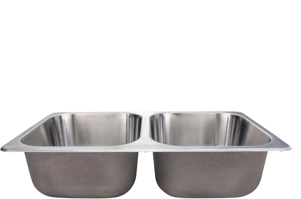 RecPro RV Double Bowl Kitchen Sink | 27' x 16 x 7' | Stainless Steel