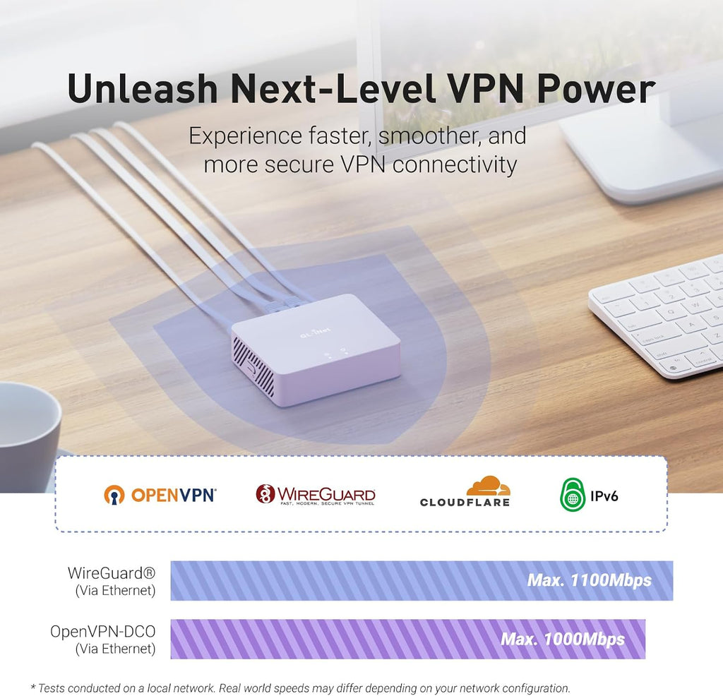GL.iNet MT5000 (Brume 3) High-Speed Wired VPN Security Gateway & GL.iNet GL-BE6500 (Flint 3e) WiFi 7 Router, High-Speed WiFi Router