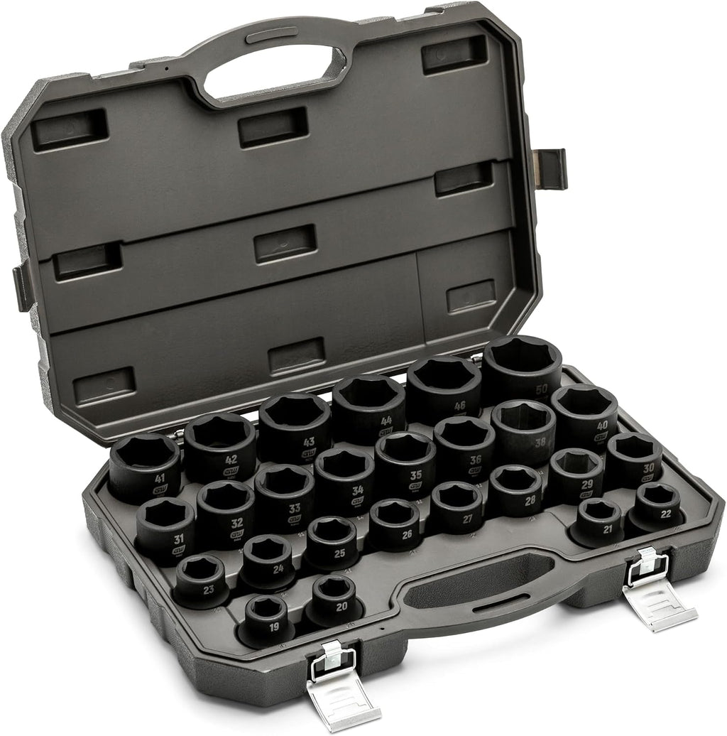GEARWRENCH 26 Piece 3/4' Drive 6 Point Metric Impact Socket Set | 19mm-50mm| 84031