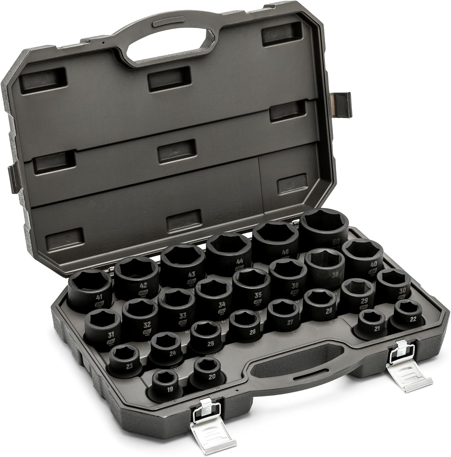 GEARWRENCH 26 Piece 3/4' Drive 6 Point Metric Impact Socket Set | 19mm-50mm| 84031